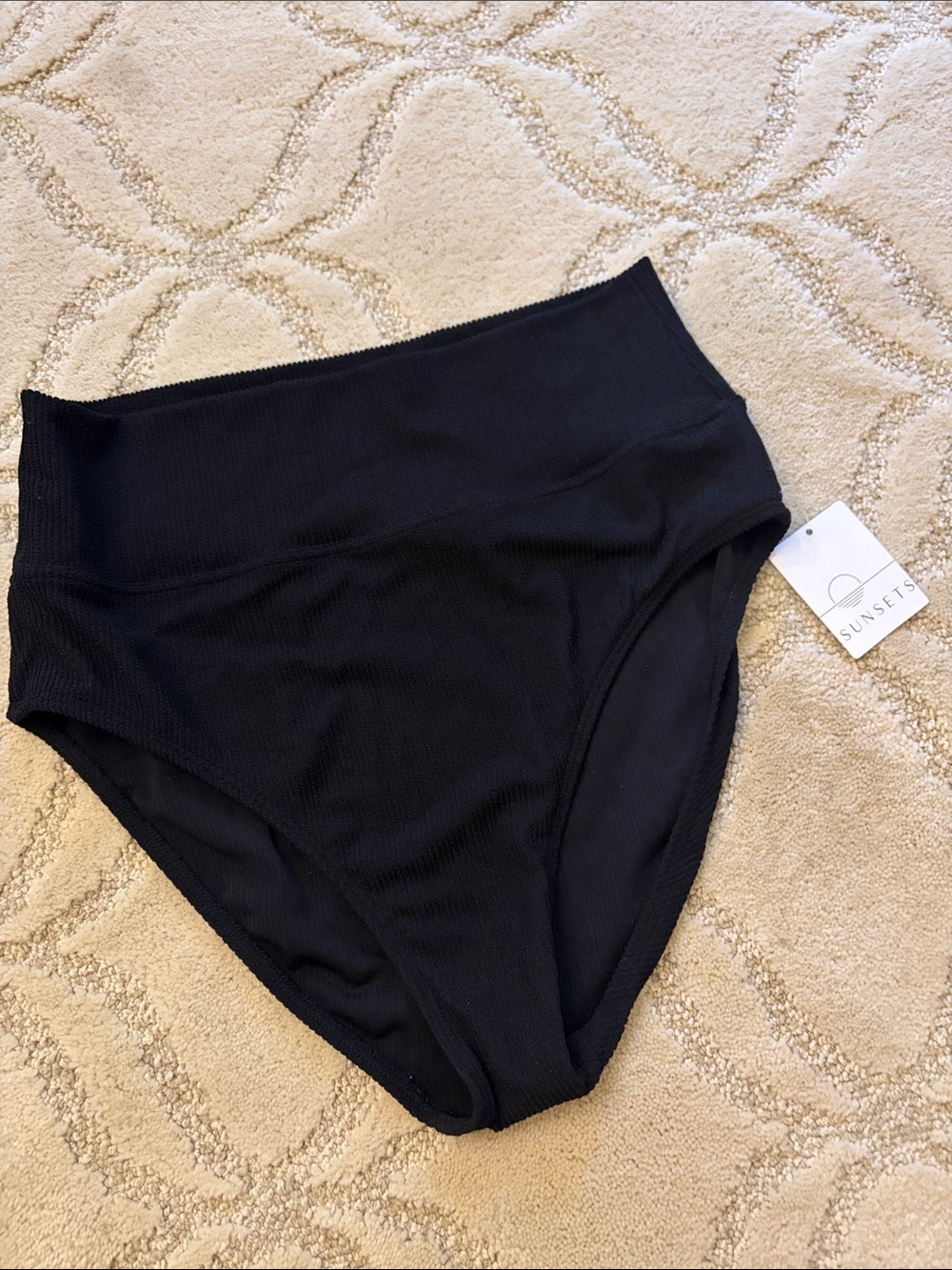 Sunsets Hannah Black Ribbed Swim Bottoms